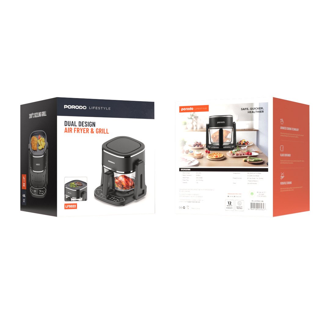 Porodo Lifestyle Dual Design Air Fryer & Grill 4 Porodo Lifestyle Dual Design Air Fryer & Grill - Image 4