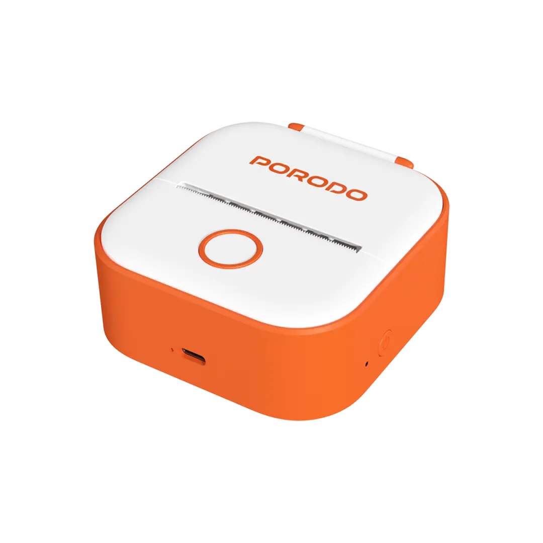 Porodo Lifestyle Pocket HD Thermal Printer - White/Orange 2 Porodo Lifestyle Pocket HD Thermal Printer - White/Orange - Image 2