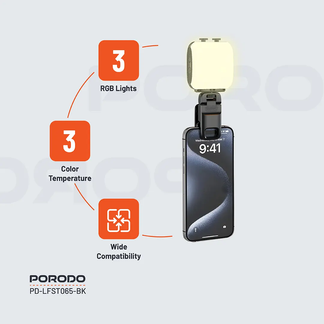 Porodo Lifestyle Clip-On Fill Light 5 Porodo Lifestyle Clip-On Fill Light - Image 5