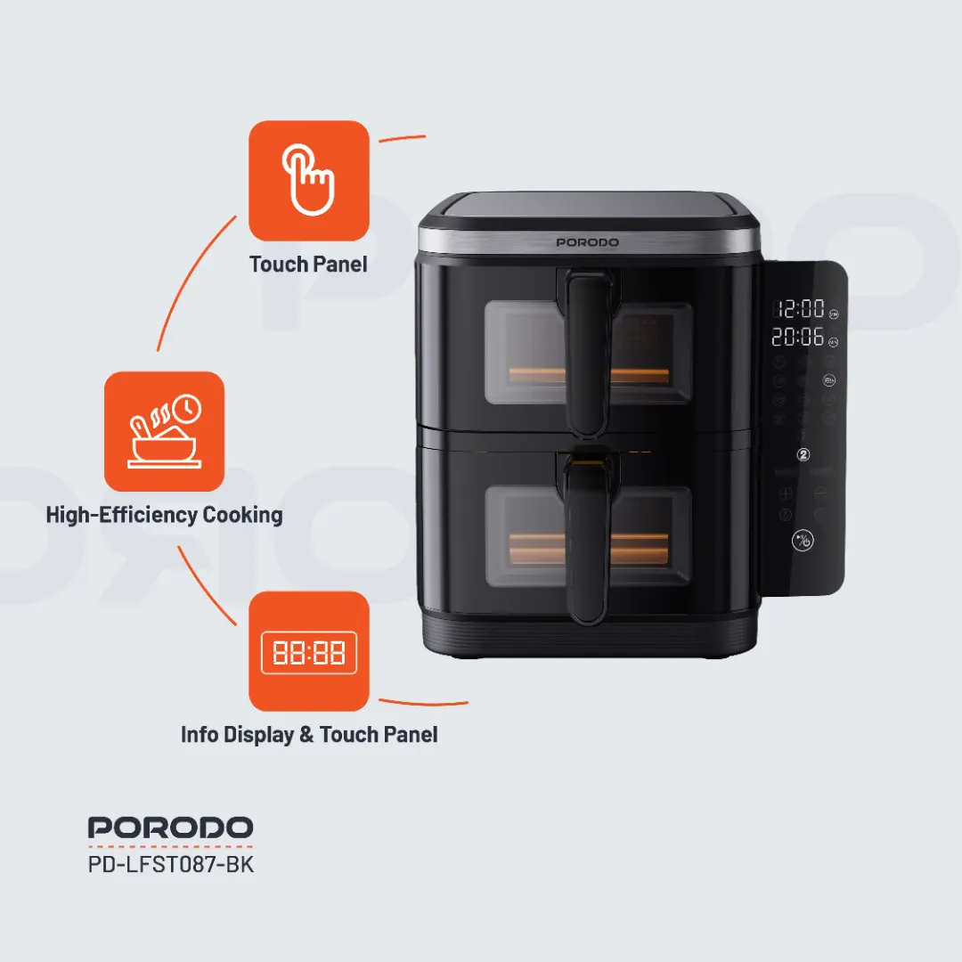 Porodo Lifestyle Double Stack Air Fryer with 12 Presets 2 Porodo Lifestyle Double Stack Air Fryer with 12 Presets - Image 2