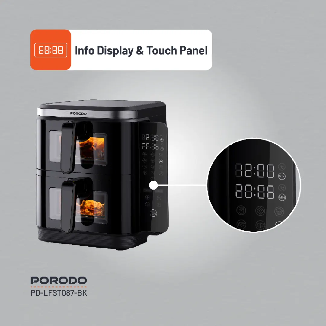 Porodo Lifestyle Double Stack Air Fryer with 12 Presets 6 Porodo Lifestyle Double Stack Air Fryer with 12 Presets - Image 6