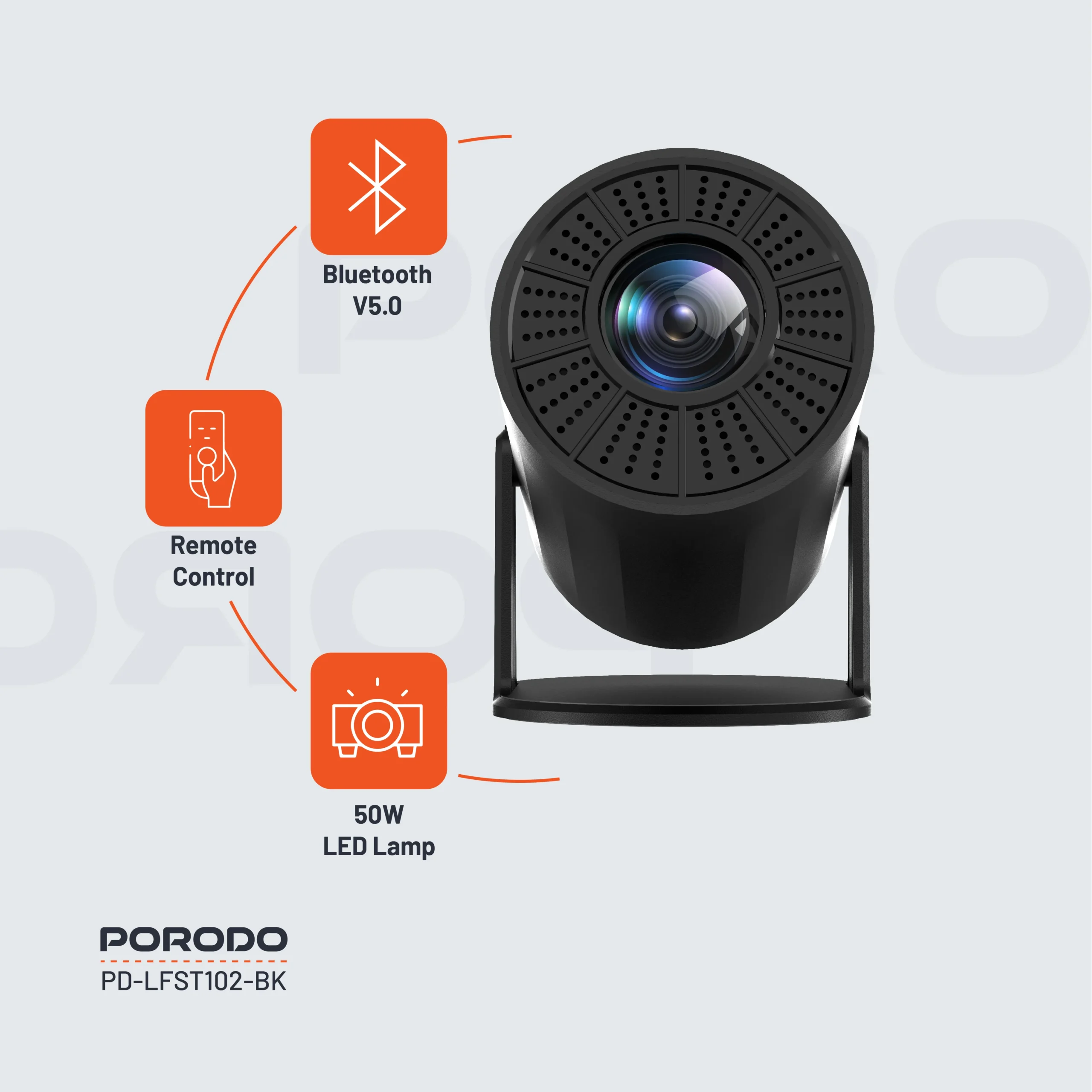 Porodo Wireless Mirroring Multi-Angle Projector 5 Porodo Wireless Mirroring Multi-Angle Projector - Image 5