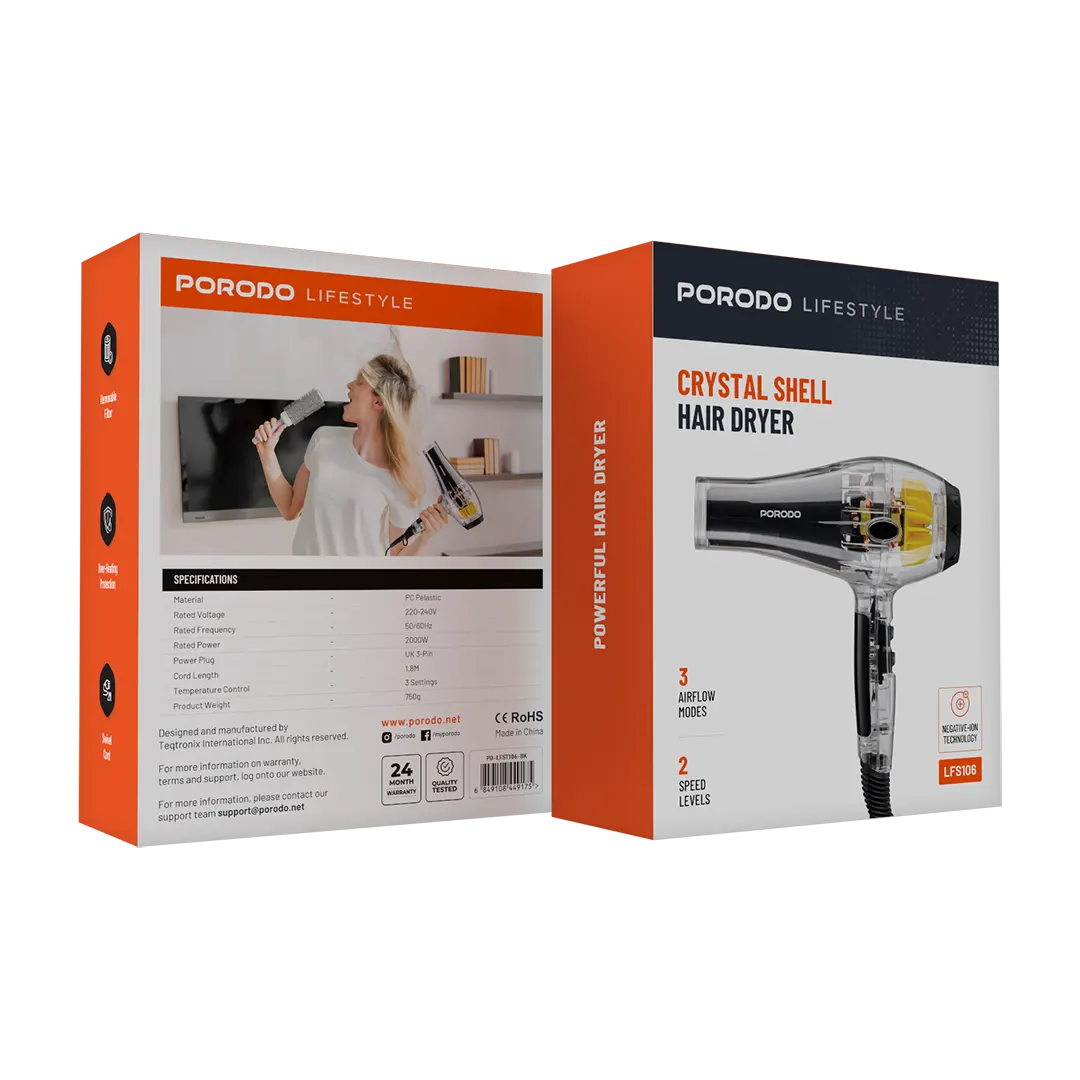 Porodo Lifestyle Crystal Shell Hair Dryer 2 Porodo Lifestyle Crystal Shell Hair Dryer - Image 2