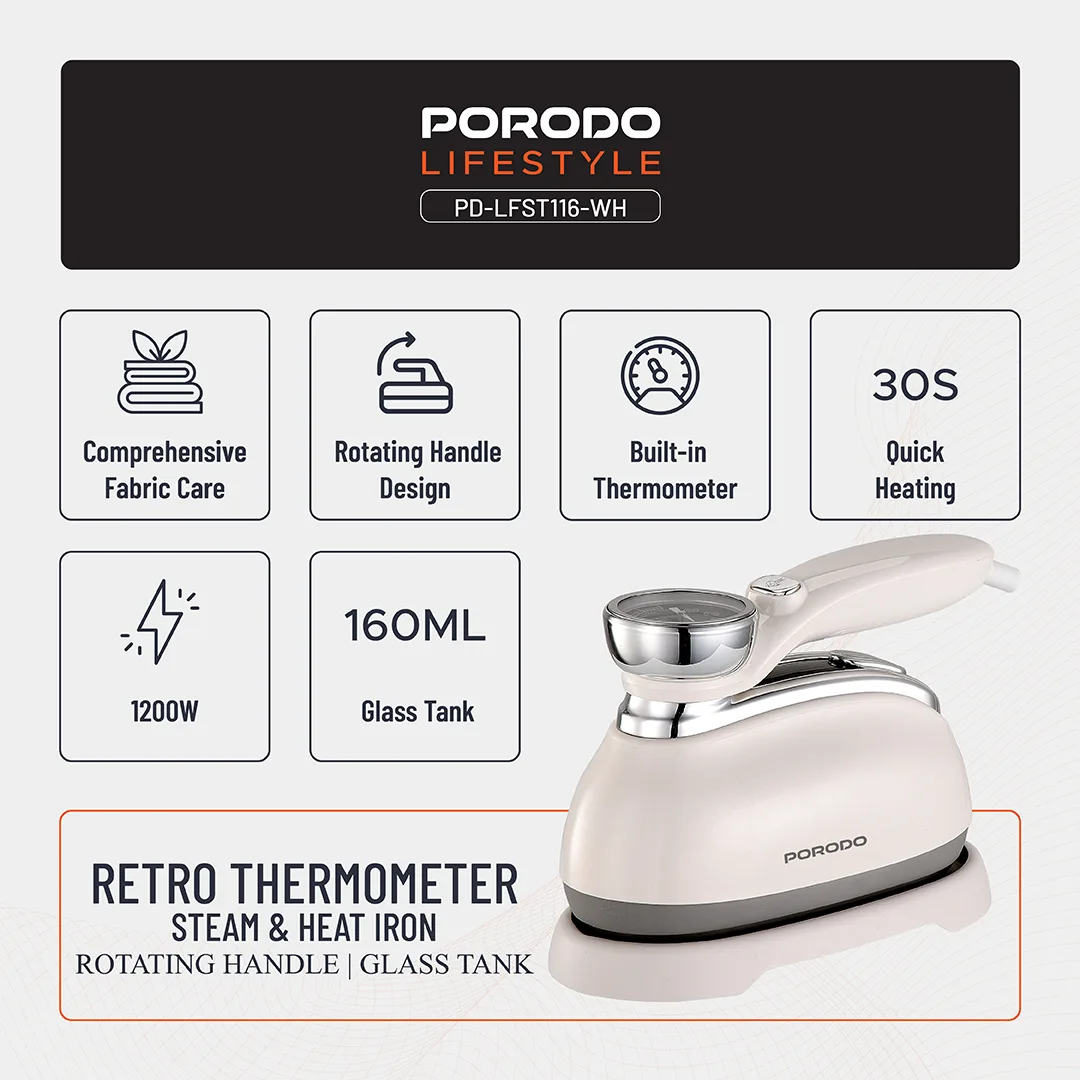 Porodo Lifestyle Retro Thermometer Steam & Heat Iron 5 Porodo Lifestyle Retro Thermometer Steam & Heat Iron - Image 5