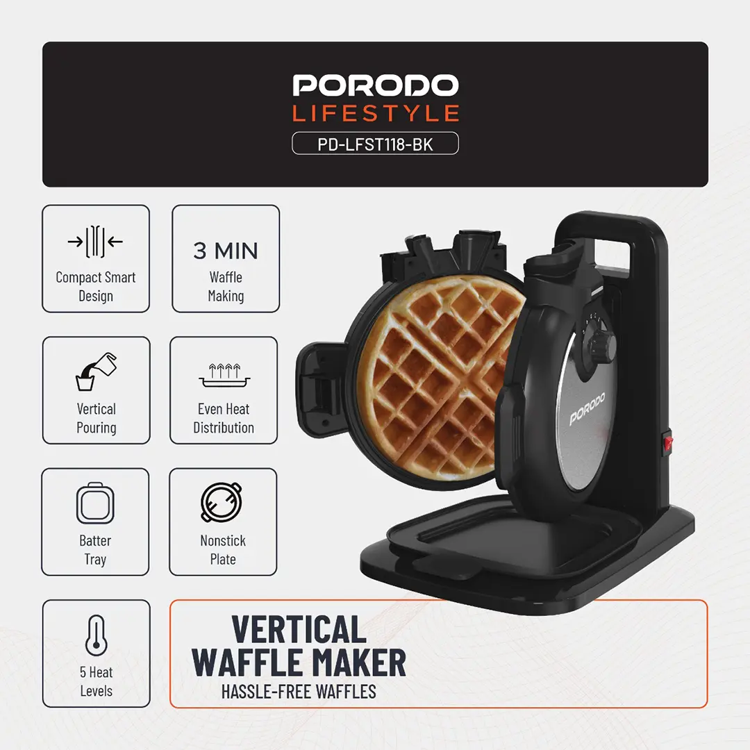 Porodo Lifestyle Vertical Waffle Maker 3 Porodo Lifestyle Vertical Waffle Maker - Image 3
