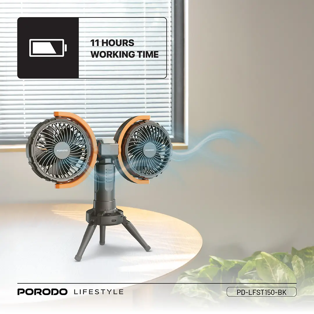 Porodo Lifestyle Dual-Head Oscillating Fan 6 Porodo Lifestyle Dual-Head Oscillating Fan - Image 6