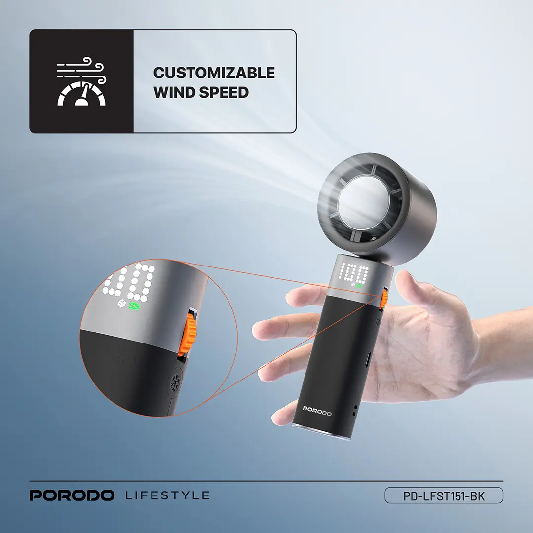 Porodo Lifestyle Handheld Turbo Fan 5 Porodo Lifestyle Handheld Turbo Fan - Image 5