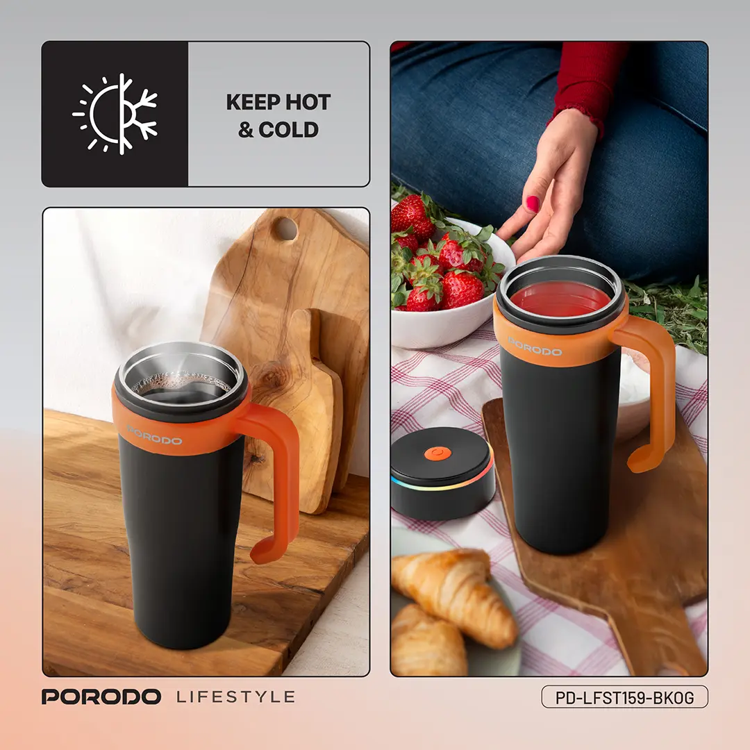 Porodo Lifestyle 6-Blade Portable Blender - Black/Orange 4 Porodo Lifestyle 6-Blade Portable Blender - Black/Orange - Image 4