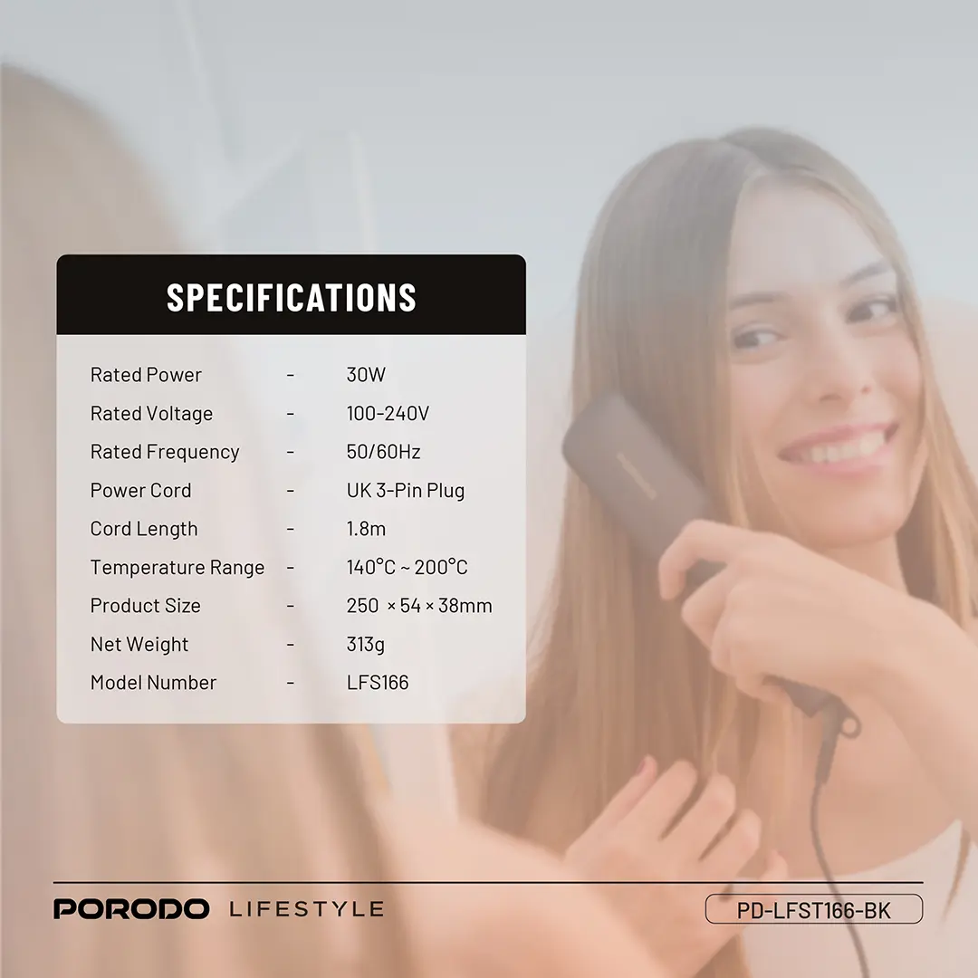 Porodo Lifestyle Electric Heated Hair Straightener Brush 2 Porodo Lifestyle Electric Heated Hair Straightener Brush - Image 2