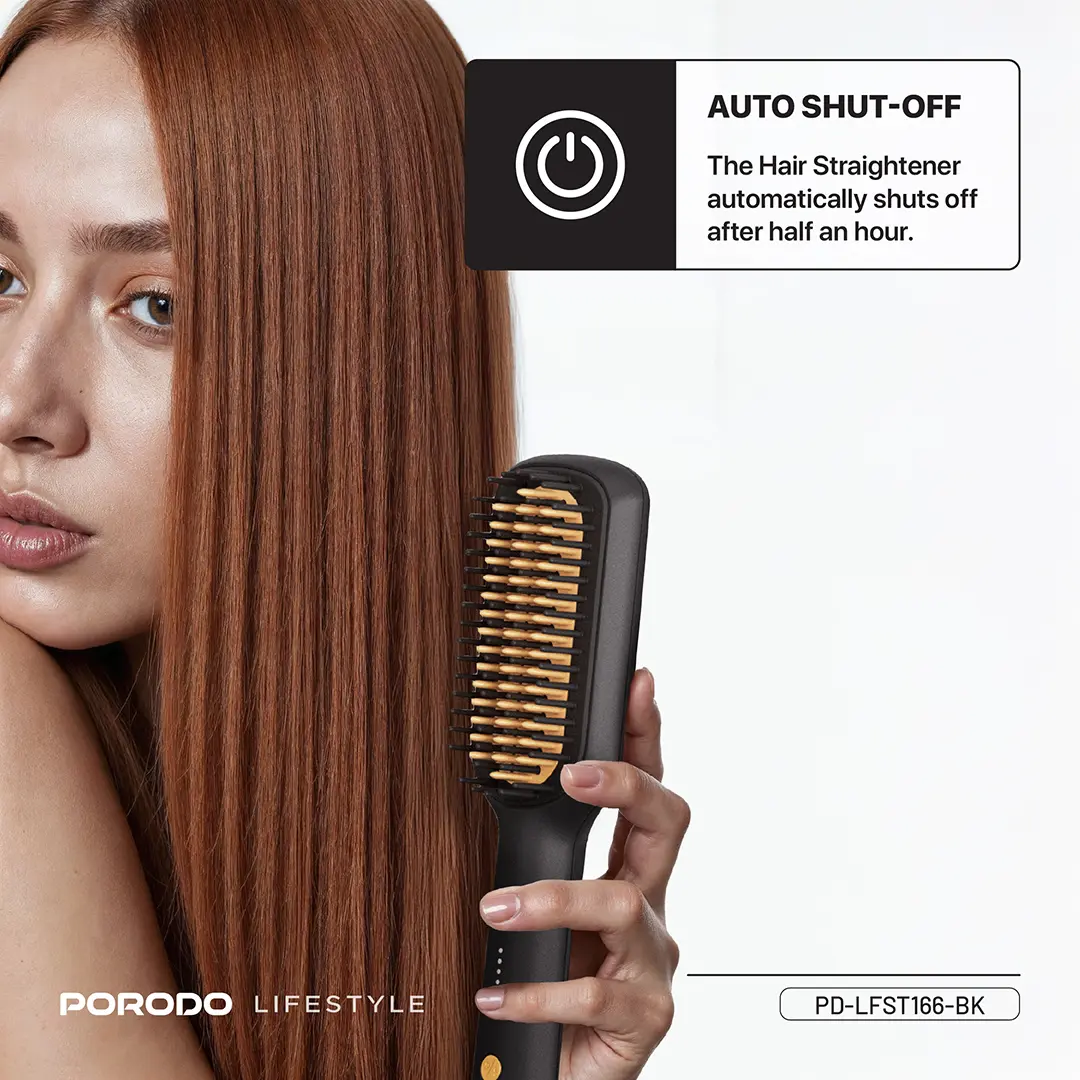 Porodo Lifestyle Electric Heated Hair Straightener Brush 5 Porodo Lifestyle Electric Heated Hair Straightener Brush - Image 5