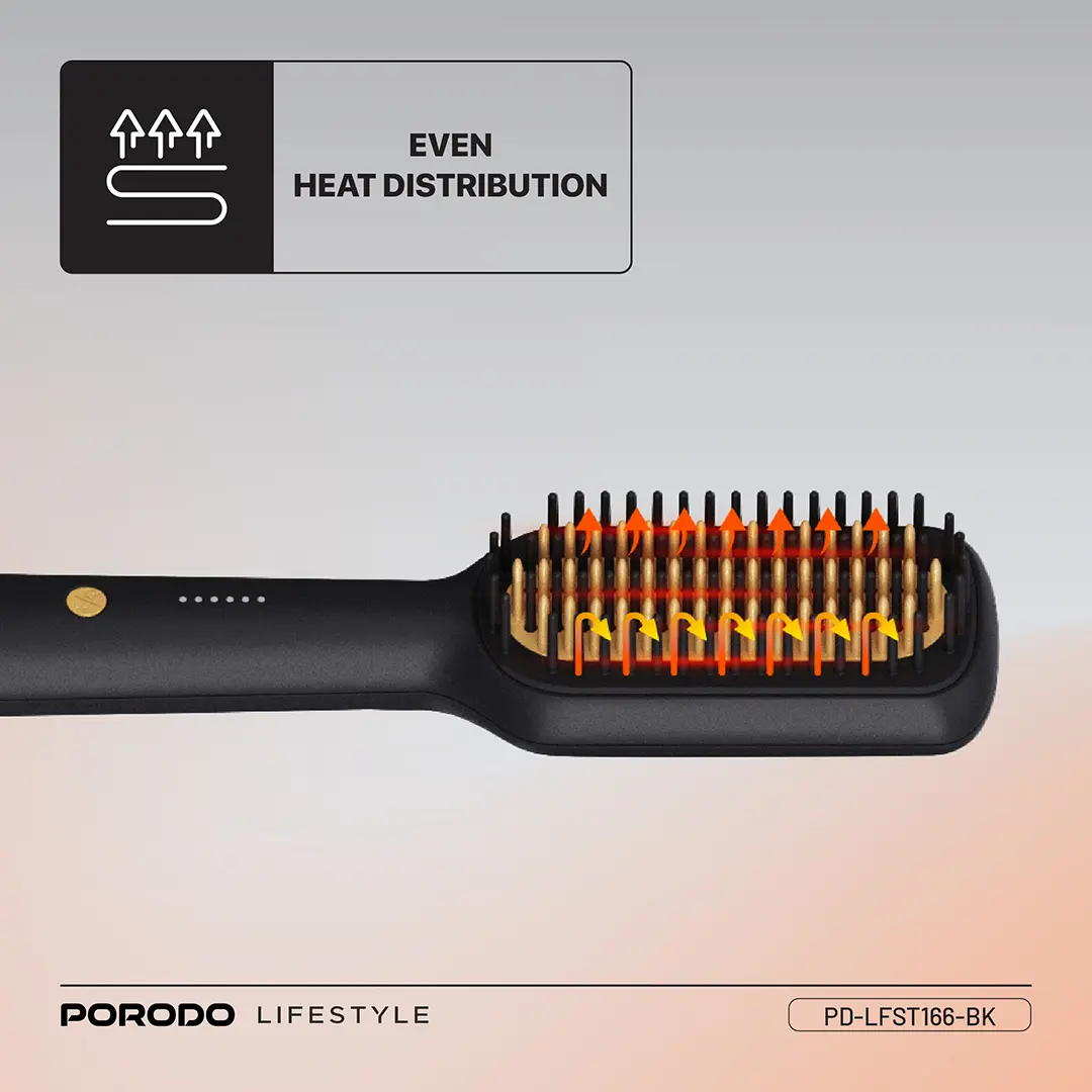 Porodo Lifestyle Electric Heated Hair Straightener Brush 6 Porodo Lifestyle Electric Heated Hair Straightener Brush - Image 6