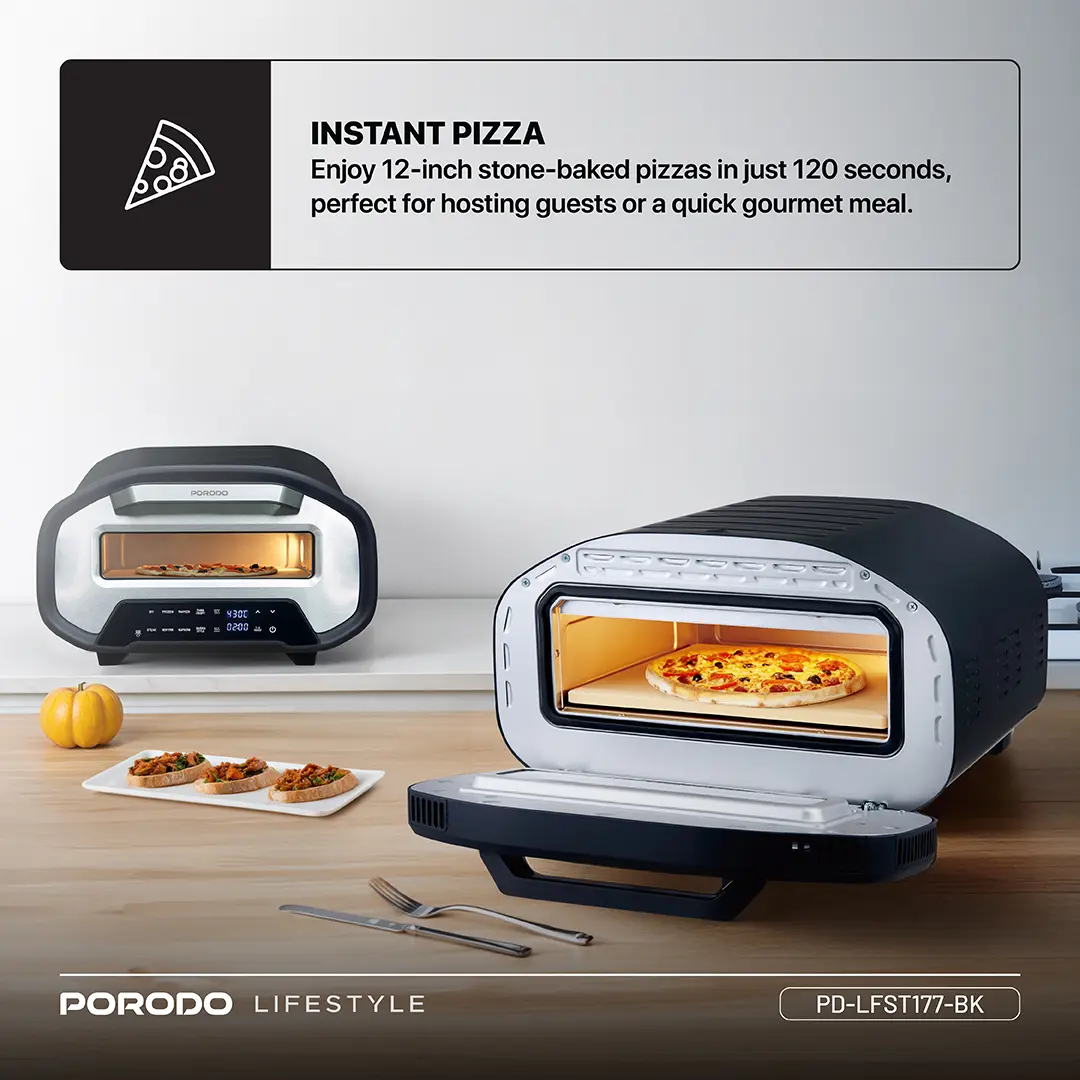 Porodo Lifestyle 12'' Indoor Electric Pizza Maker 6 Porodo Lifestyle 12'' Indoor Electric Pizza Maker - Image 6