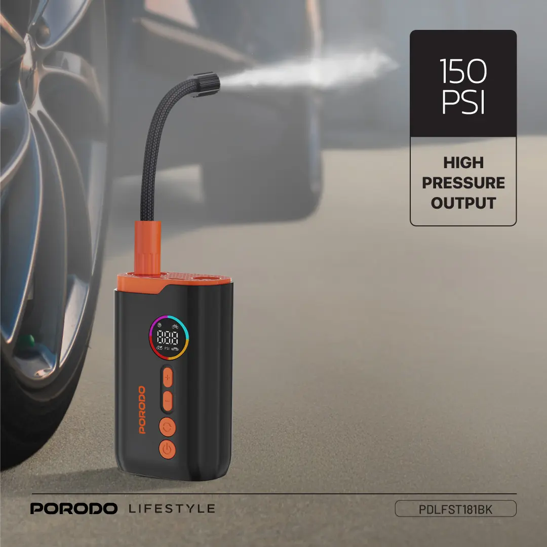 Porodo Lifestyle Electric Air Inflator With High-Pressure Power & Built-In Flashlight 5 Porodo Lifestyle Electric Air Inflator With High-Pressure Power & Built-In Flashlight - Image 5