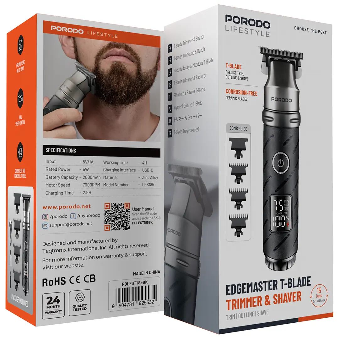 Porodo Lifestyle Edgemaster T-Blade Trimmer & Shaver 3 Porodo Lifestyle Edgemaster T-Blade Trimmer & Shaver - Image 3