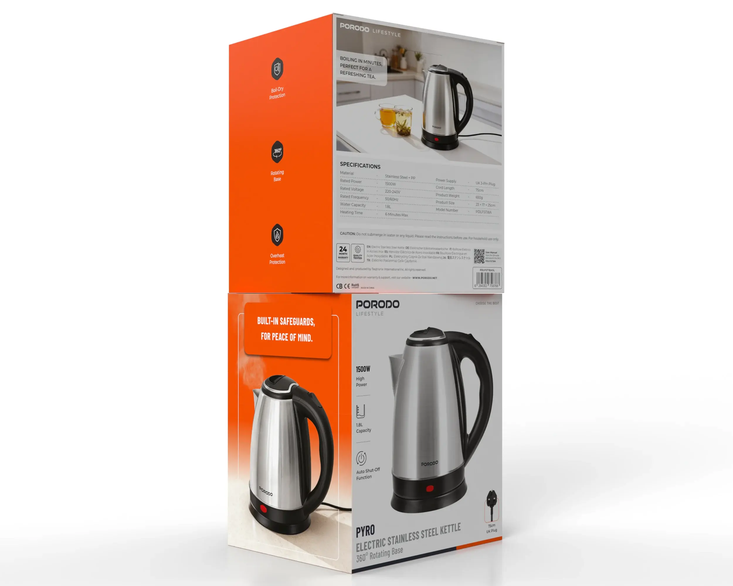PORODO PYRO ELECTRIC STAINLESS STEEL KETTLE 5 PORODO PYRO ELECTRIC STAINLESS STEEL KETTLE - Image 5