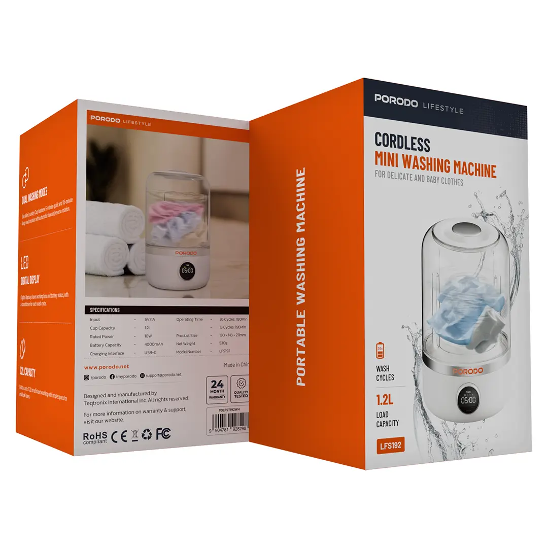 Porodo Lifestyle Cordless Mini Washing Machine 3 Porodo Lifestyle Cordless Mini Washing Machine - Image 3
