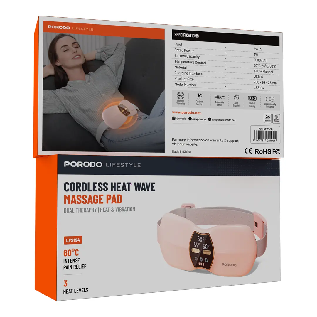 Porodo Lifestyle Cordless Heat Wave Massage Pad 2 Porodo Lifestyle Cordless Heat Wave Massage Pad - Image 2