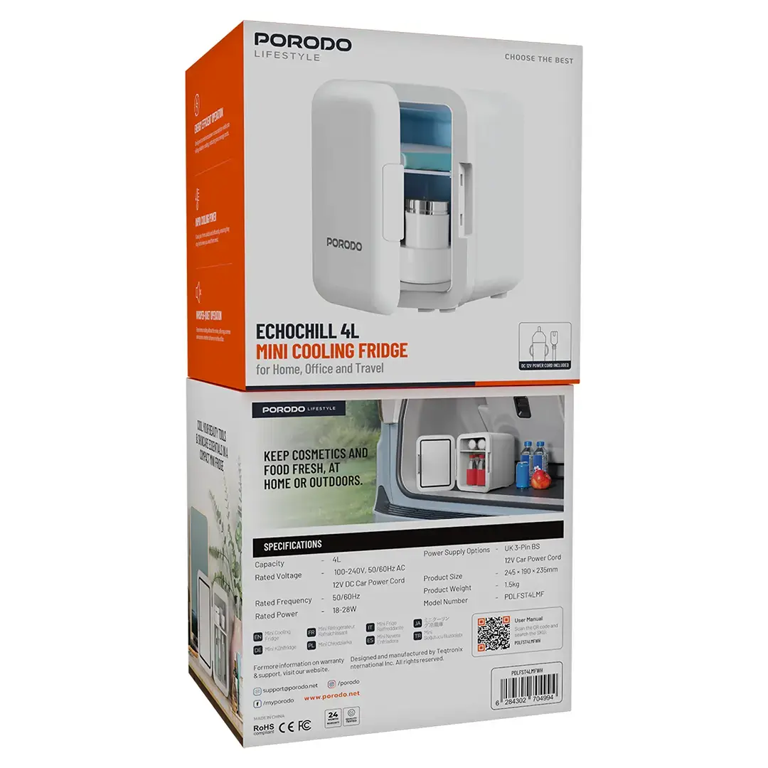 Porodo Lifestyle Echochill 4L Min Cooling Fridge, For Home, Office And Travel 4 Porodo Lifestyle Echochill 4L Min Cooling Fridge, For Home, Office And Travel - Image 4