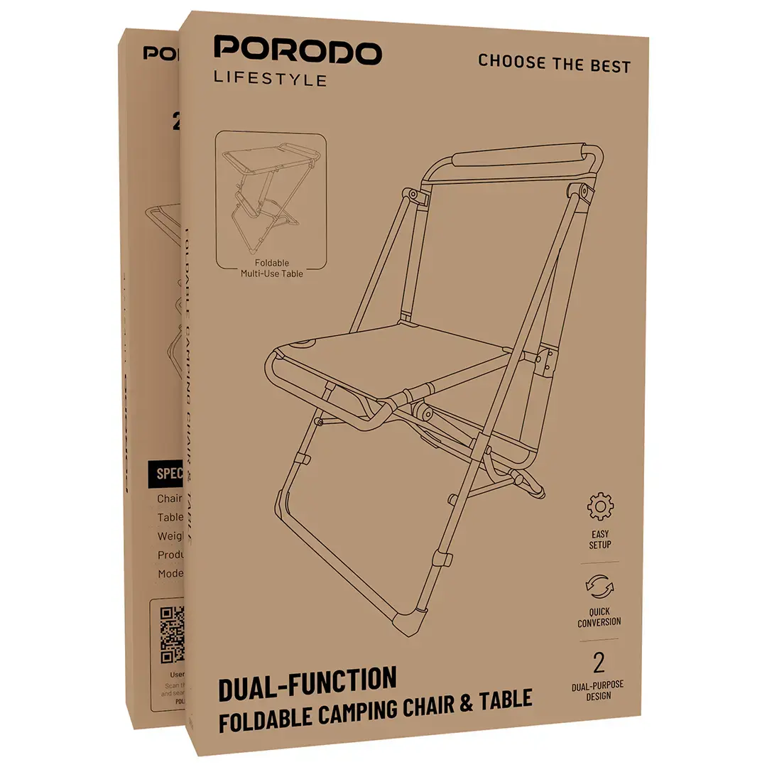 Porodo Lifestyle Dual-Function Foldable Camping Chair & Table 3 Porodo Lifestyle Dual-Function Foldable Camping Chair & Table - Image 3