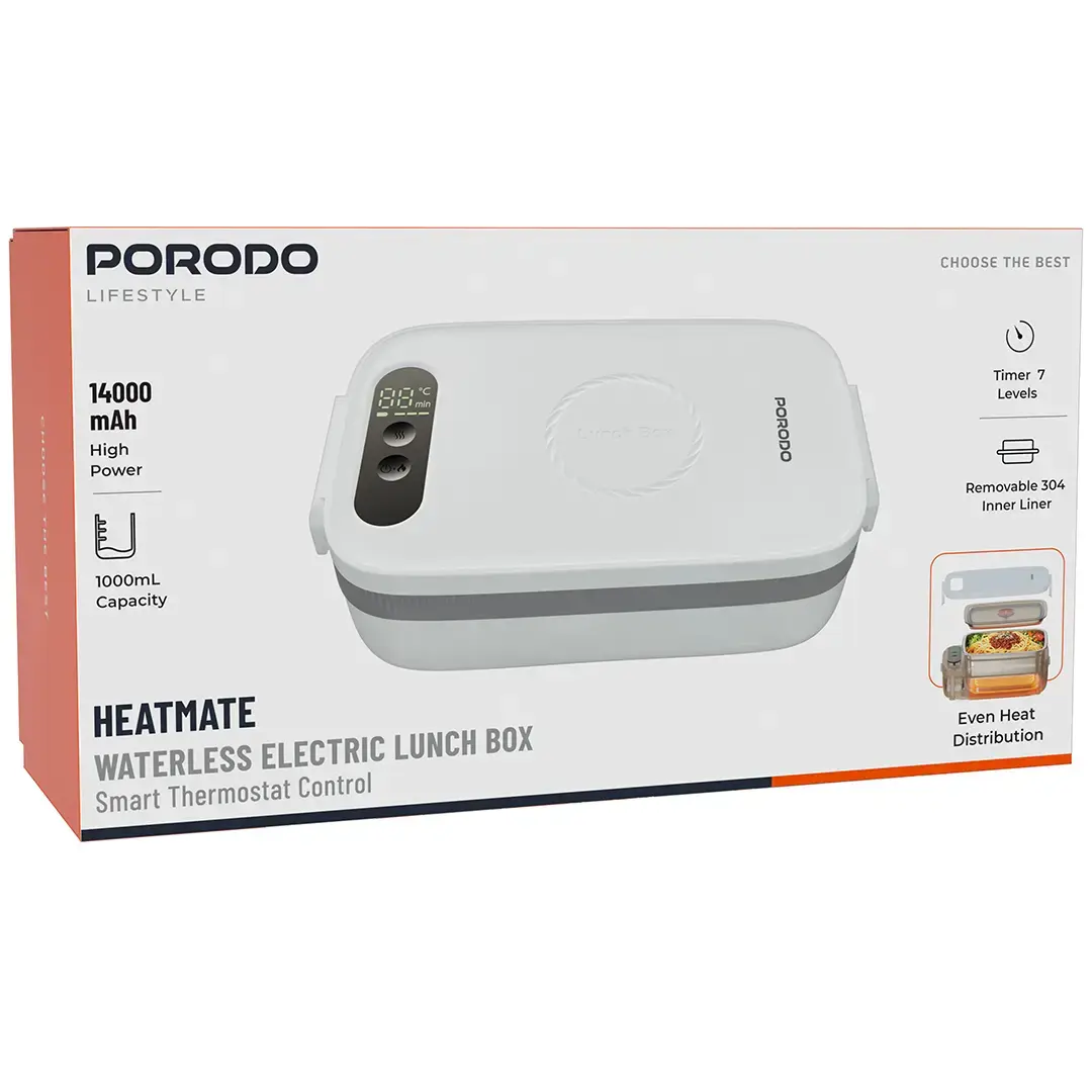 Porodo Lifestyle Heatmate Waterless Electric Lunch Box with Smart Thermostat Control 7 Porodo Lifestyle Heatmate Waterless Electric Lunch Box with Smart Thermostat Control - Image 7