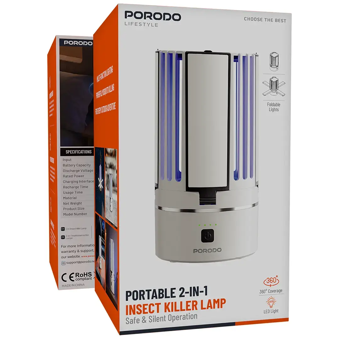 Porodo Lifestyle Portable 2-in-1 Insect Killer Lamp with Safe & Silent Operation 2 Porodo Lifestyle Portable 2-in-1 Insect Killer Lamp with Safe & Silent Operation - Image 2
