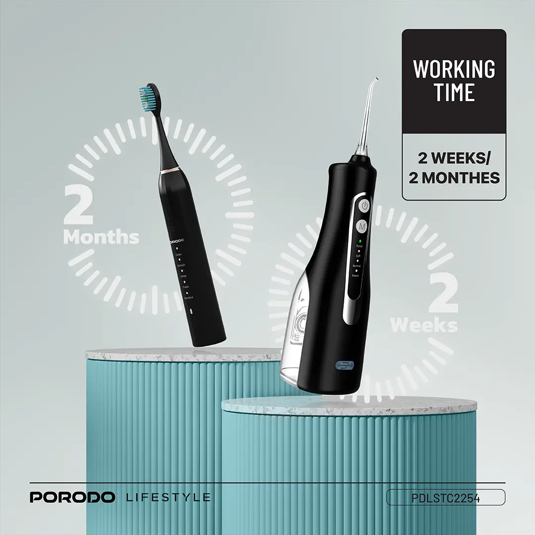 Porodo Lifestyle Ultimate Oral Care Duo Electric Toothbrush & Water Flosser Combo 4 Porodo Lifestyle Ultimate Oral Care Duo Electric Toothbrush & Water Flosser Combo - Image 4