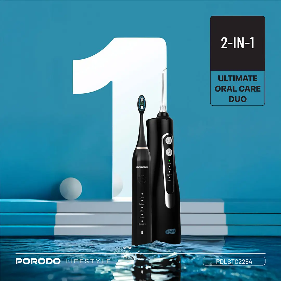 Porodo Lifestyle Ultimate Oral Care Duo Electric Toothbrush & Water Flosser Combo 5 Porodo Lifestyle Ultimate Oral Care Duo Electric Toothbrush & Water Flosser Combo - Image 5