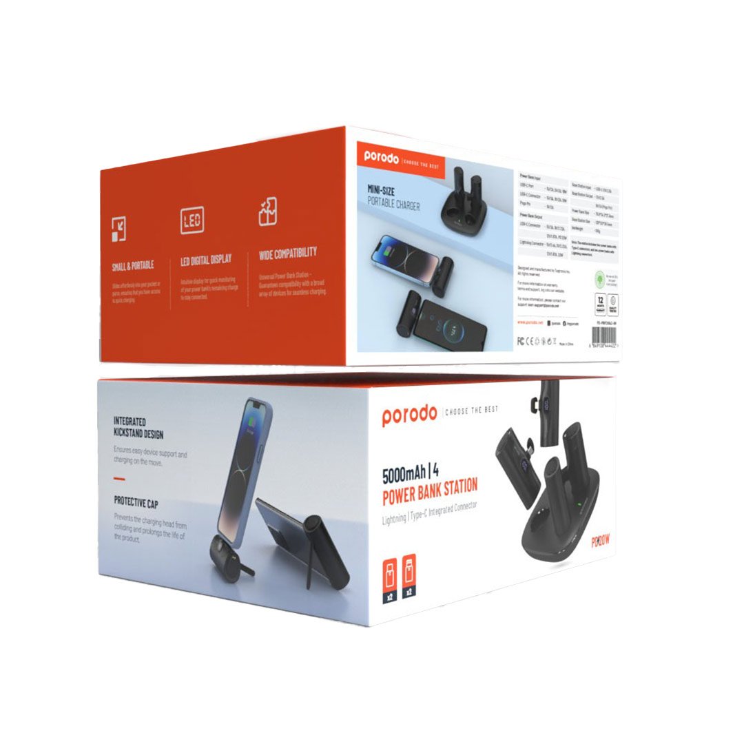 Porodo 5000mAh | 4 Power Bank Station with Lightning | Type-C integrated Connector 4 Porodo 5000mAh | 4 Power Bank Station with Lightning | Type-C integrated Connector - Image 4