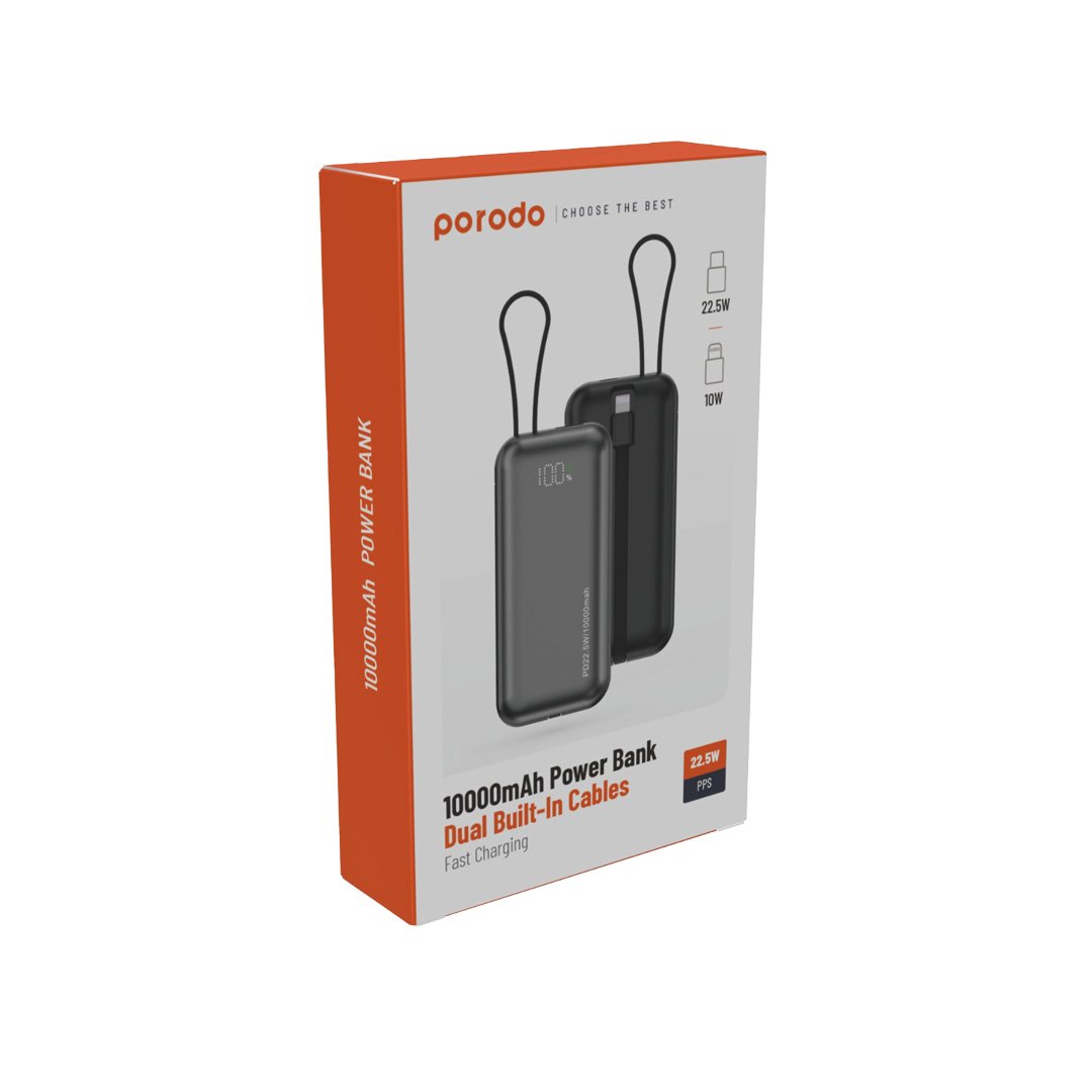 Porodo 10000mAh Power Bank Dual Built-In Cables Fast Charging 4 Porodo 10000mAh Power Bank Dual Built-In Cables Fast Charging - Image 4