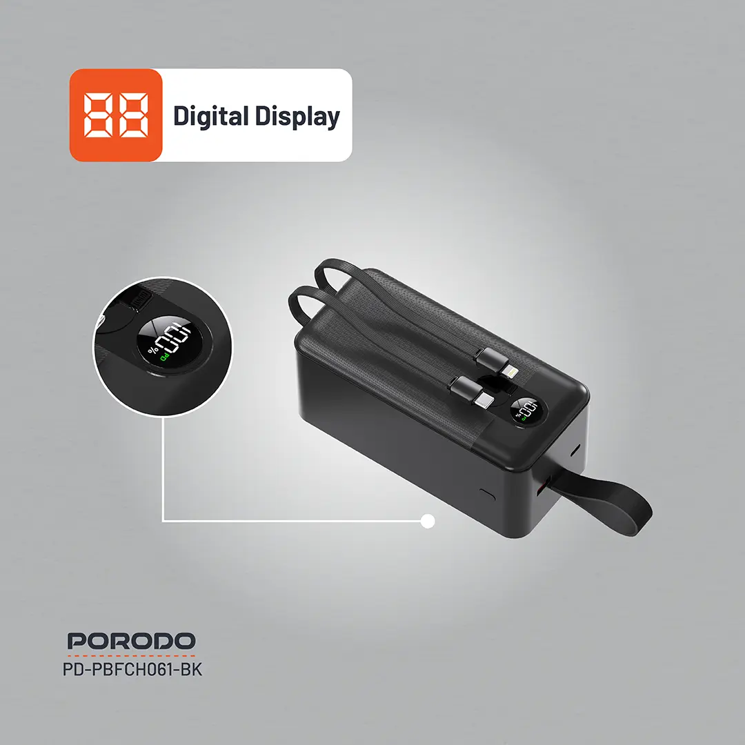 Porodo 50000mAh Power Bank Integrated Cables 3 Porodo 50000mAh Power Bank Integrated Cables - Image 3