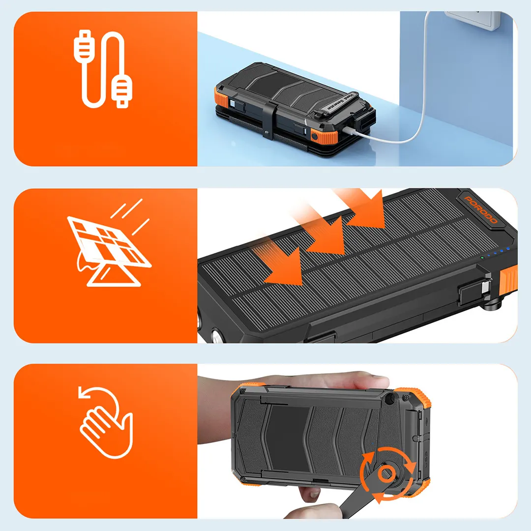 Porodo Power Bank 20000mAh 4-Panel Solar 2 Porodo Power Bank 20000mAh 4-Panel Solar - Image 2