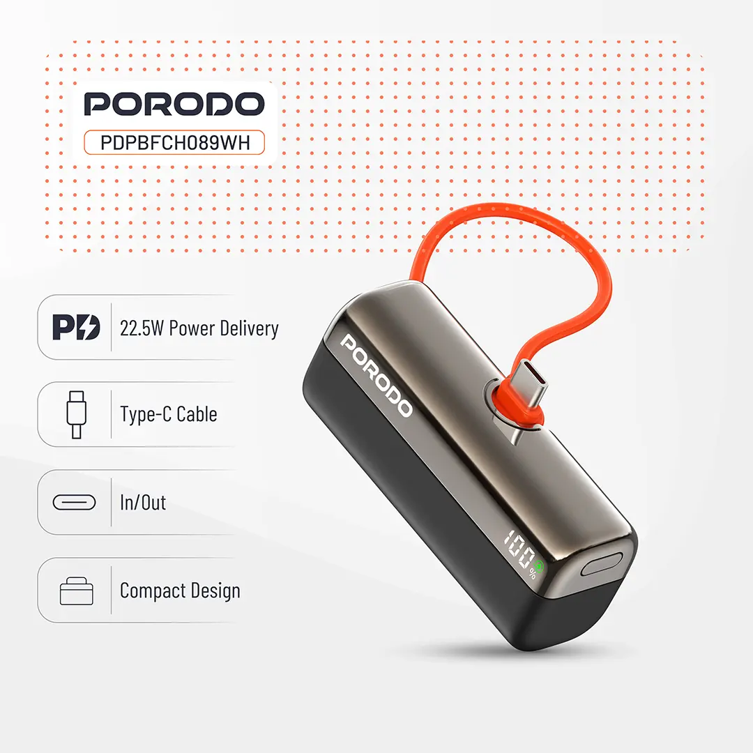 Porodo Pocket Volt 5000mAh Power Bank 3 Porodo Pocket Volt 5000mAh Power Bank - Image 3