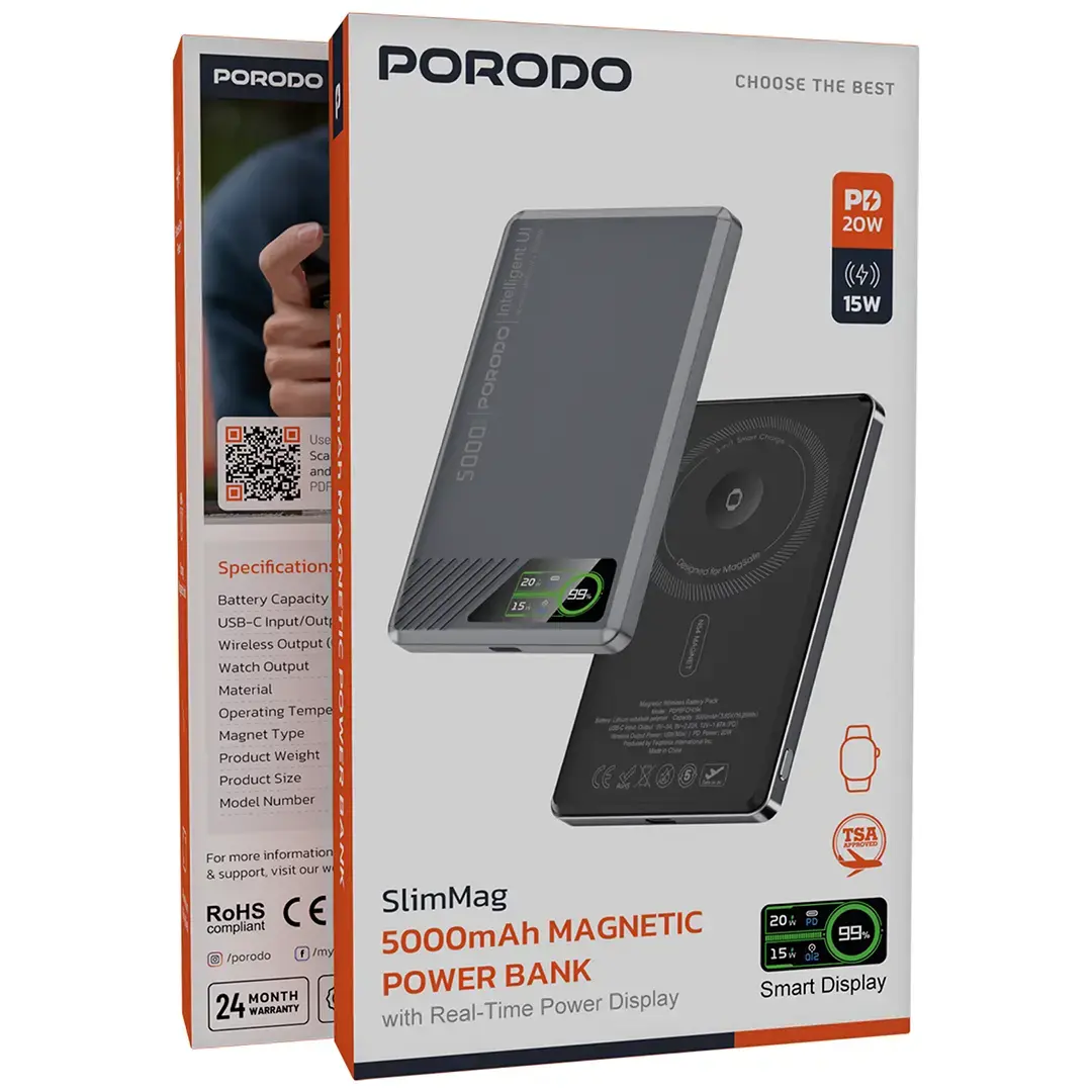 Porodo SlimMag 5000mAh Magnetic Power Bank 2 Porodo SlimMag 5000mAh Magnetic Power Bank - Image 2