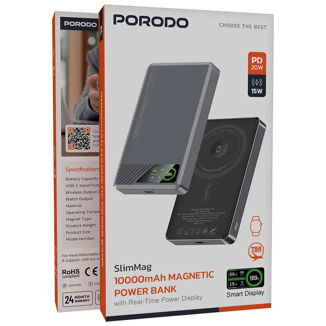 Porodo SlimMag 10000mAh Magnetic Power Bank 2 Porodo SlimMag 10000mAh Magnetic Power Bank - Image 2