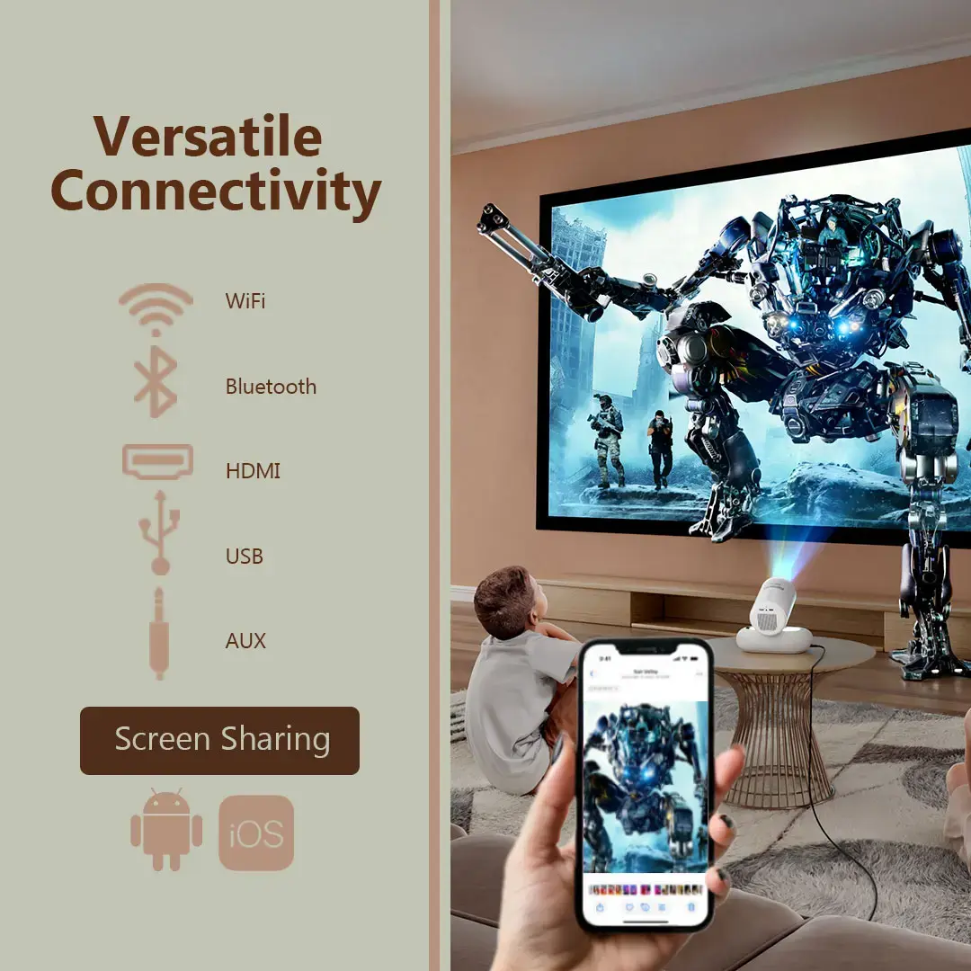 Porodo Lumacast Smart Full HD Projector Auto Focus & Keystone 2 Porodo Lumacast Smart Full HD Projector Auto Focus & Keystone - Image 2