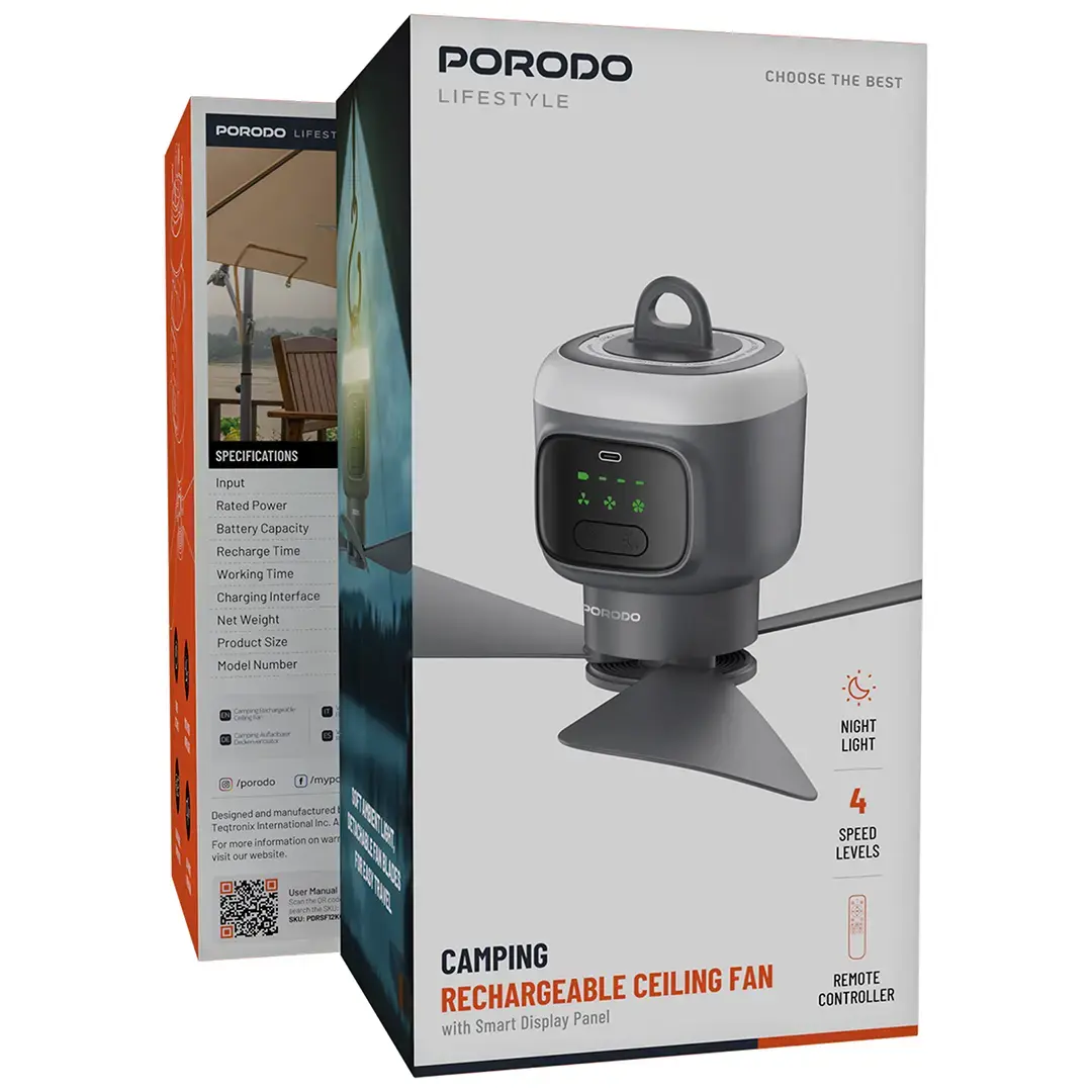 Porodo Lifestyle Camping Rechargeable Ceiling Fan 3 Porodo Lifestyle Camping Rechargeable Ceiling Fan - Image 3