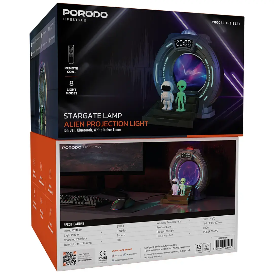 Porodo Lifestyle Stargate Lamp Alien Projection Light - Dark Gray 3 Porodo Lifestyle Stargate Lamp Alien Projection Light - Dark Gray - Image 3