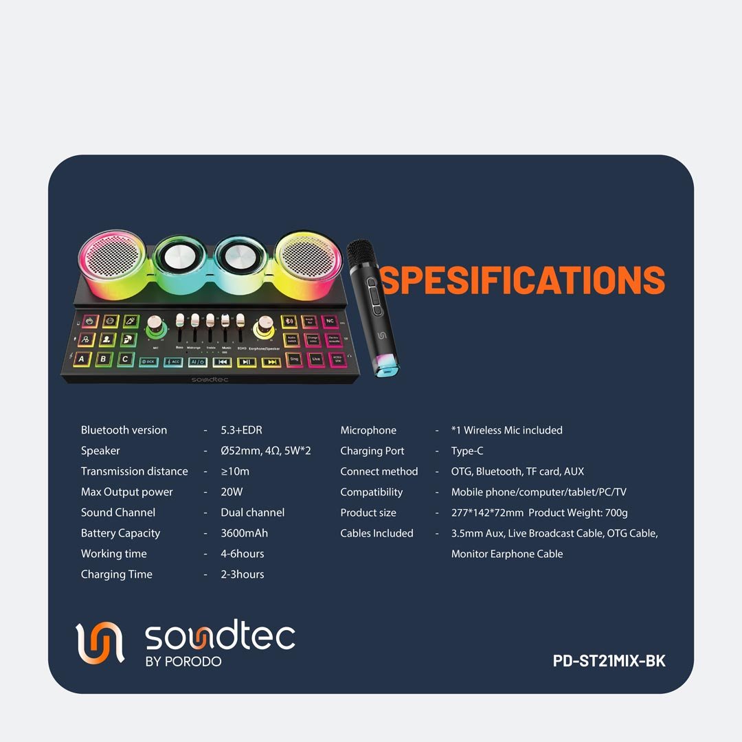 Porodo Soundtec Audiolink Multi-Platform Audio Mixer and Speaker 4 Porodo Soundtec Audiolink Multi-Platform Audio Mixer and Speaker - Image 4