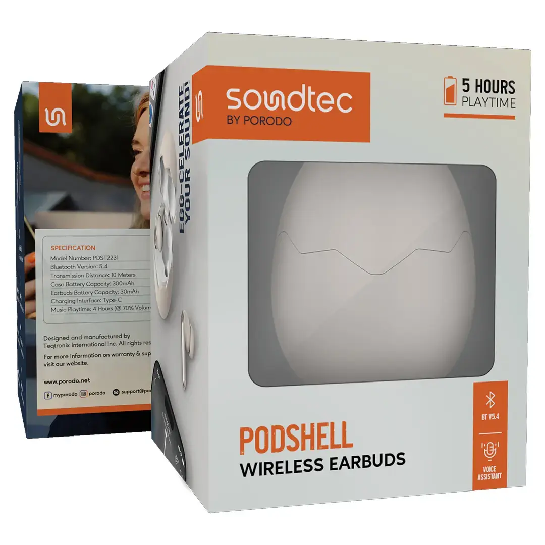 Porodo Soundtec Podshell Wireless Earbuds 3 Porodo Soundtec Podshell Wireless Earbuds - Image 3
