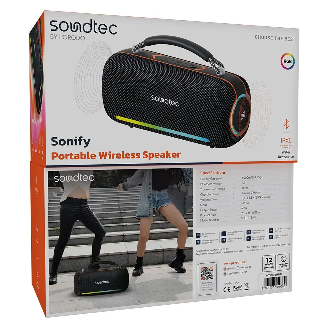 Porodo Soundtec Sonify Portable Wireless Speaker 4 Porodo Soundtec Sonify Portable Wireless Speaker - Image 4
