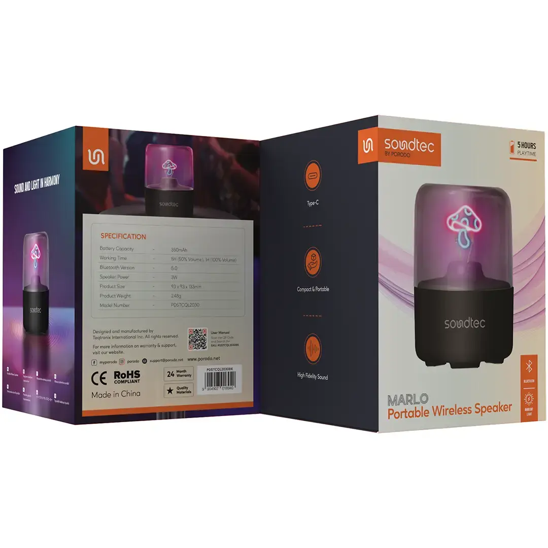 Porodo Soundtec Marlo Portable Wireless Speaker 2 Porodo Soundtec Marlo Portable Wireless Speaker - Image 2