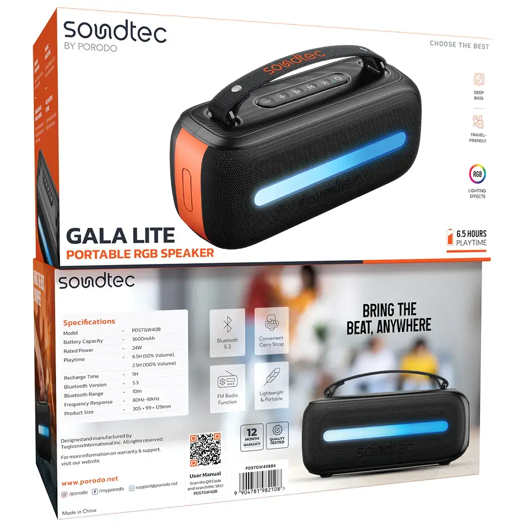 Porodo Soundtec Gala Lite Portable RGB Speaker 4 Porodo Soundtec Gala Lite Portable RGB Speaker - Image 4