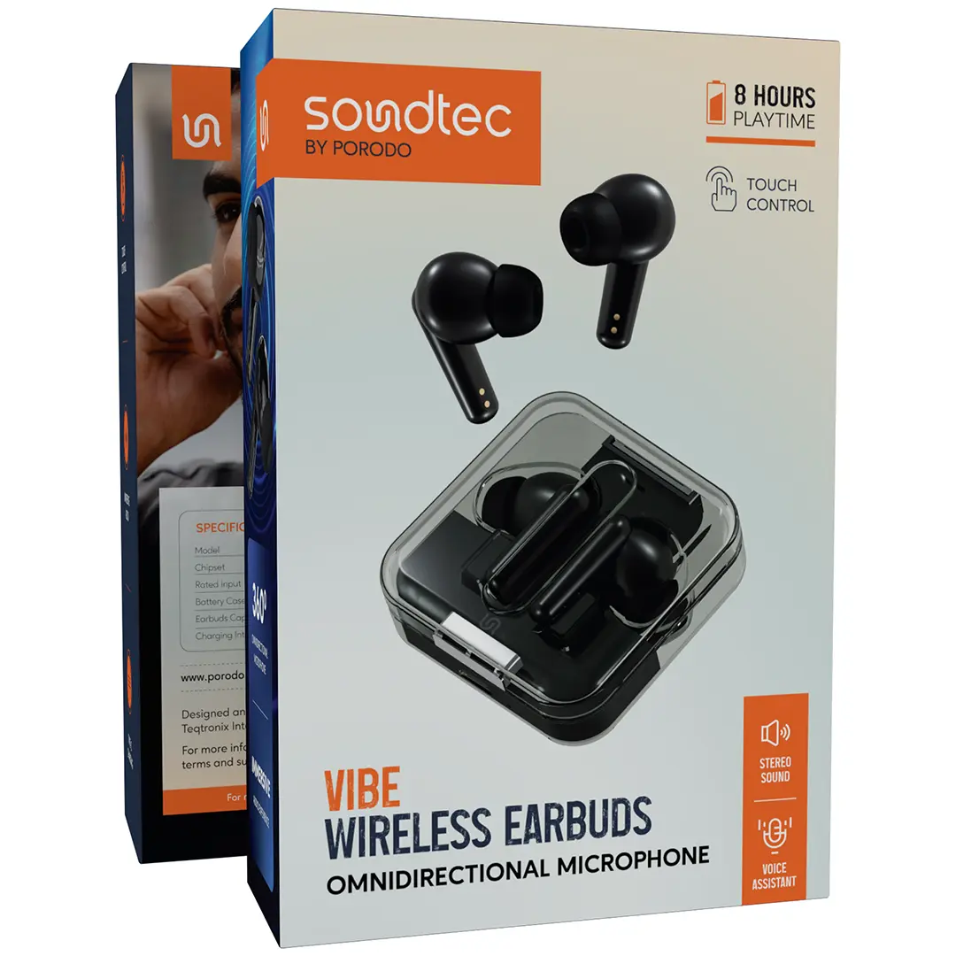 Porodo Soundtec Vibe Wireless Earbuds Omnidirectional Microphone 3 Porodo Soundtec Vibe Wireless Earbuds Omnidirectional Microphone - Image 3