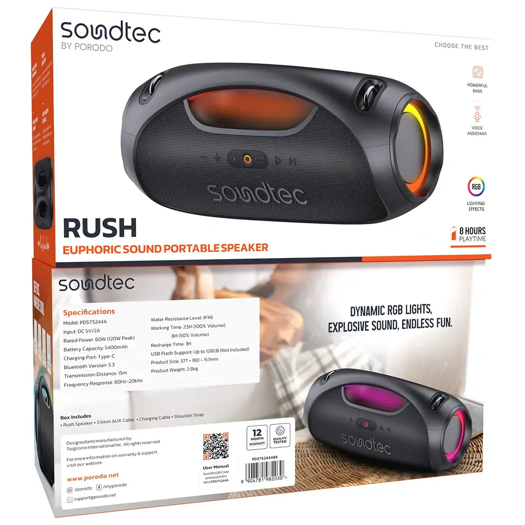 Porodo Soundtec Rush Euphoric Sound Portable Speaker 3 Porodo Soundtec Rush Euphoric Sound Portable Speaker - Image 3