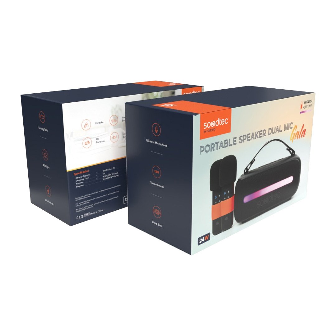 Porodo Soundtec 14W Speaker with Dual Wireless Microphone 2 Porodo Soundtec 14W Speaker with Dual Wireless Microphone - Image 2