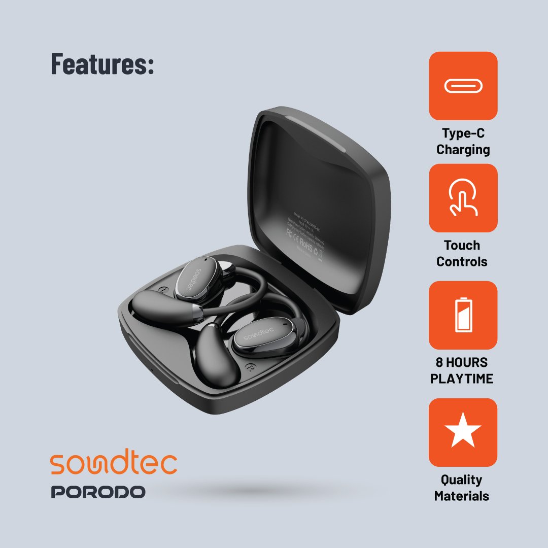 Porodo Soundtec Aero Tune Open Wearable Earbuds 6 Porodo Soundtec Aero Tune Open Wearable Earbuds - Image 6