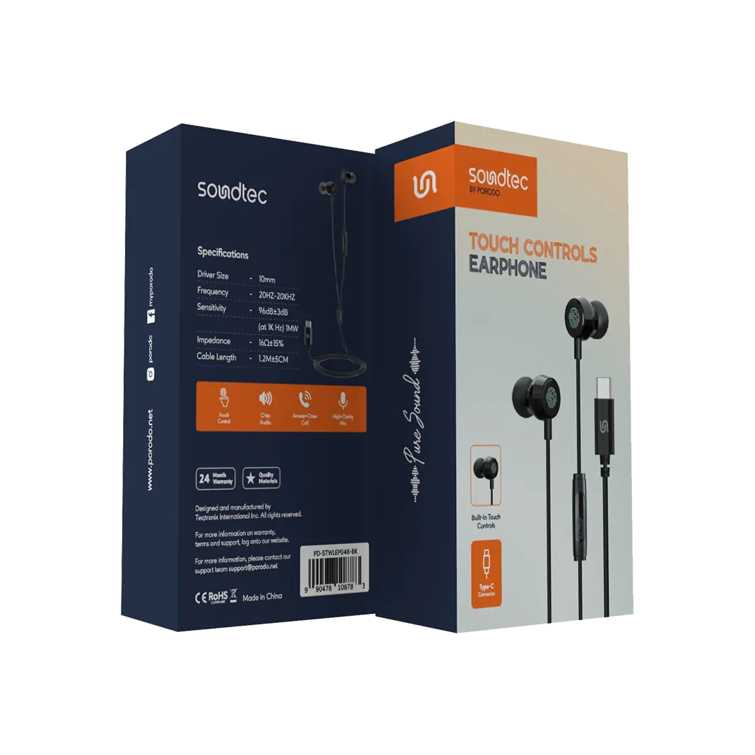 Porodo Soundtec Touch Controls Earphone 3 Porodo Soundtec Touch Controls Earphone - Image 3