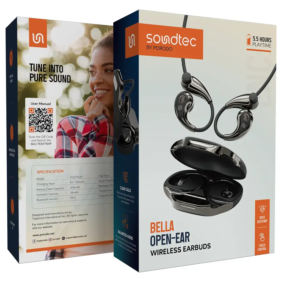 Porodo Soundtec Bella Open-Ear Wireless Earbuds 3 Porodo Soundtec Bella Open-Ear Wireless Earbuds - Image 3