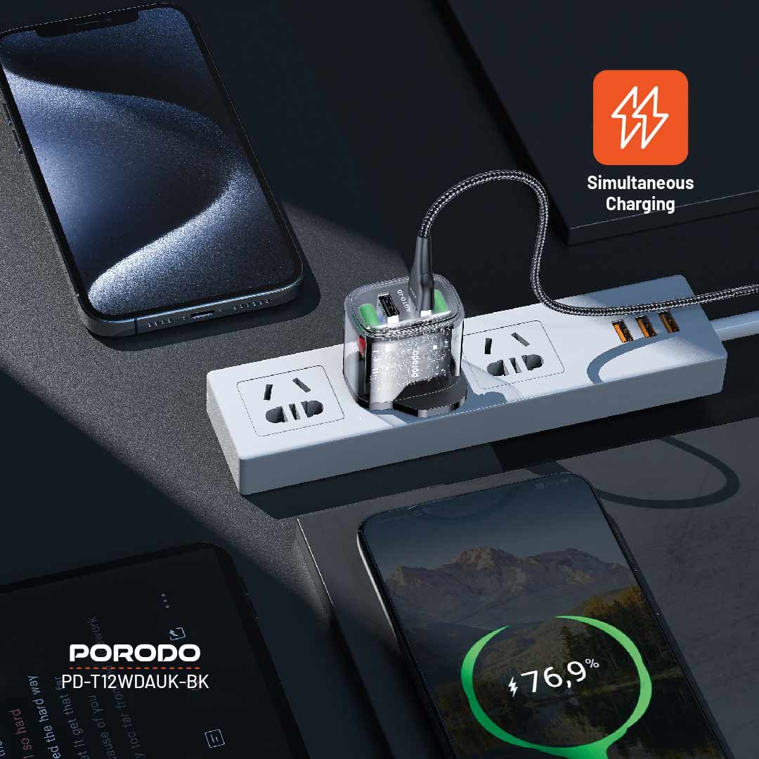 Porodo Dual Output Transparent Charger 2.4A UK 2 Porodo Dual Output Transparent Charger 2.4A UK - Image 2