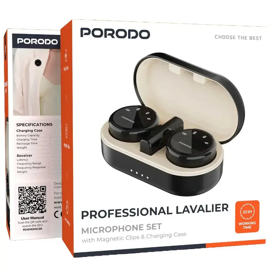 Porodo Lavalier Microphones Type-C Connector With Lightning Adapter 3 Porodo Lavalier Microphones Type-C Connector With Lightning Adapter - Image 3